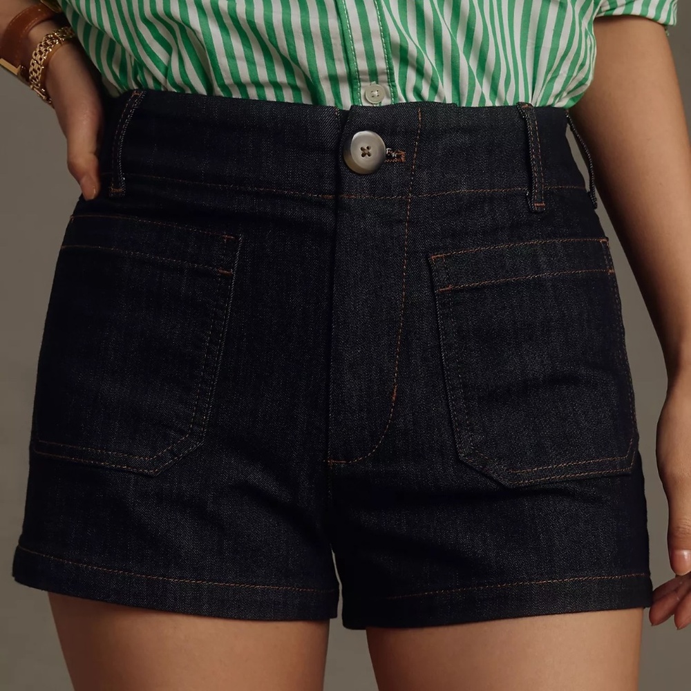 Anthropologie Dark Indigo Denim High-Waist Shorts